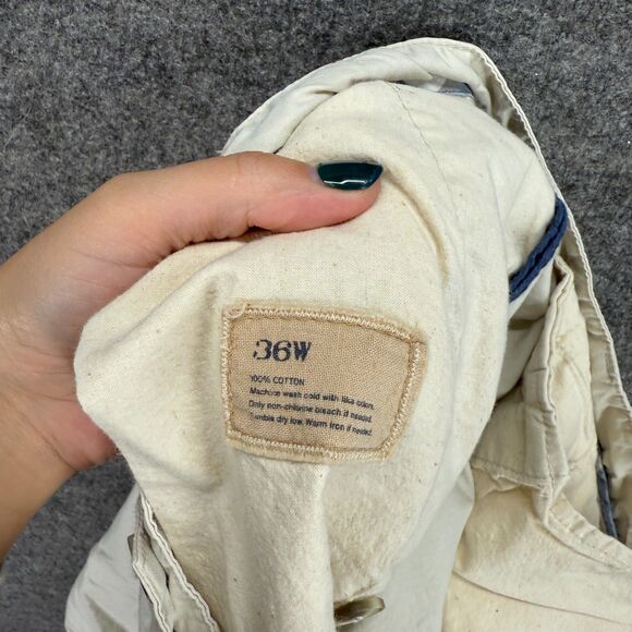 Unbranded Shorts Men 36 Beige Mid Rise Bermuda Pleated Cotton Pockets Regular - Picture 7 of 8